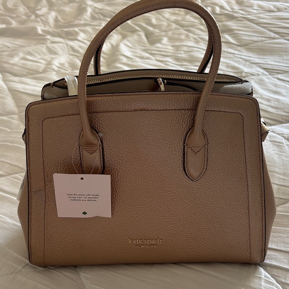 kate spade Rose Gold metallic Knot Medium Leather Satchel - Picture 3 of 13